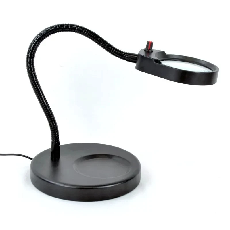 AM-8S 8x15x LED Desk Lamp Real Glass Magnifying Glass Flex Arm