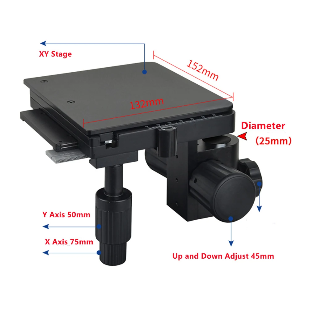 25mm XY Microscope Stage with Bracket X Aixs 75mm Y Aixs 50mm