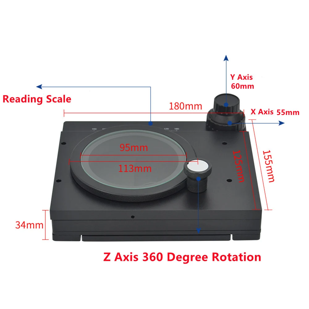 XYZ Microscope Stage with Rotating Platform 360 Rotation
