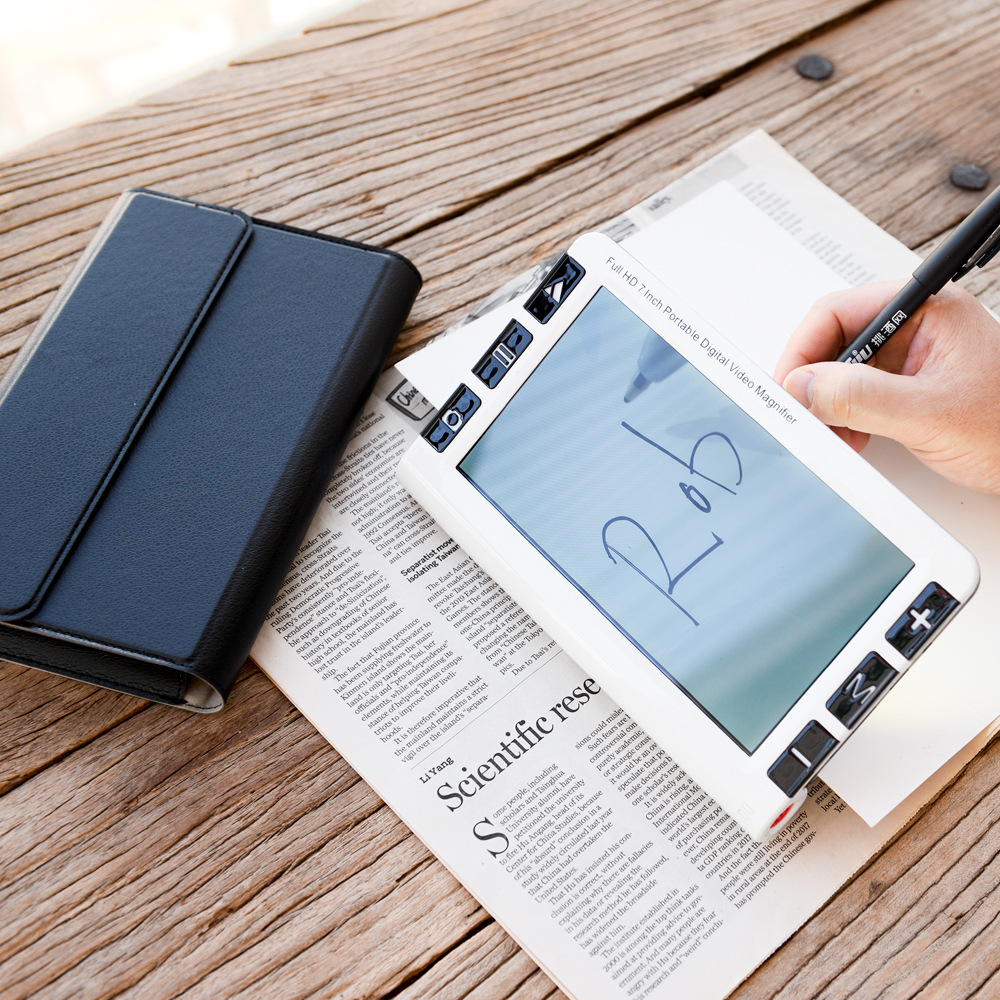 7 Inch Portable Digital Magnifier With Double Camera View Far And Near, Video Magnifier Electronic Reading Aid For Low Vision, 2-32x Zoom, 19 Color - View #2